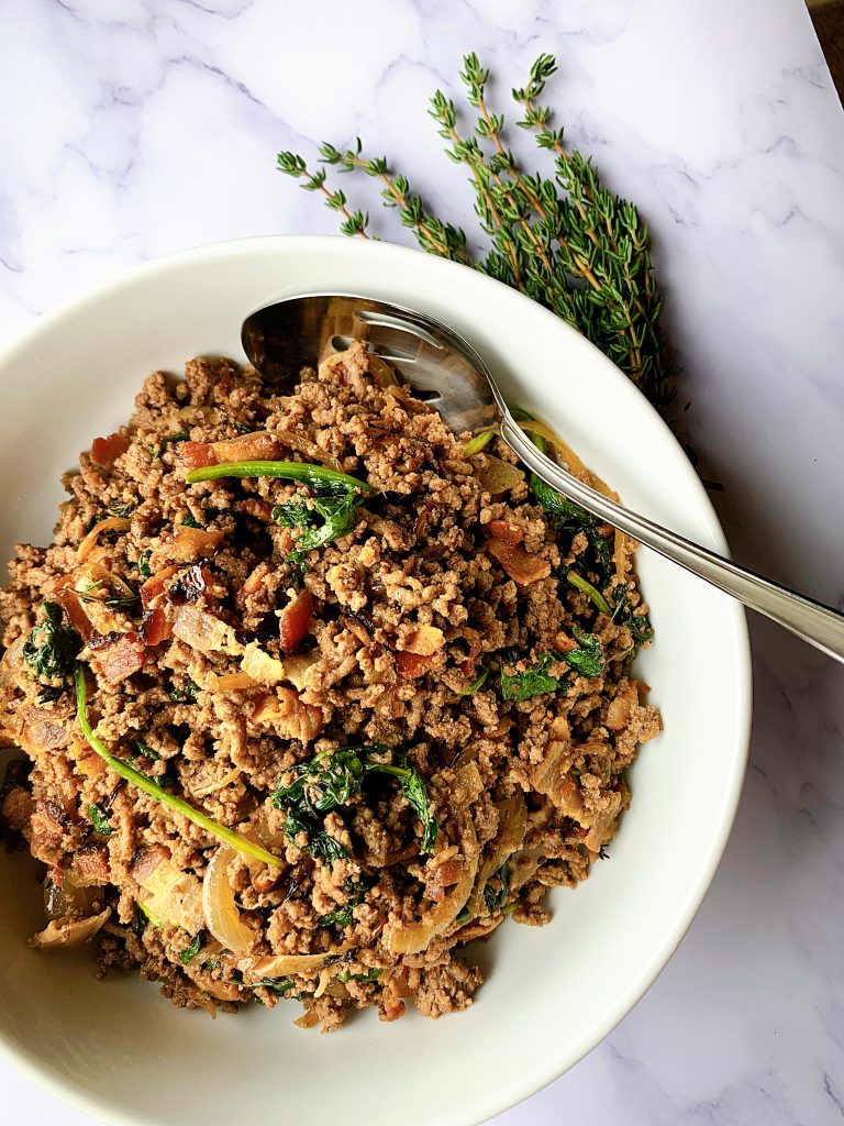 Caramelized Onion, Beef, and Bacon Sauté by Spoons N Spices - FoodSocial