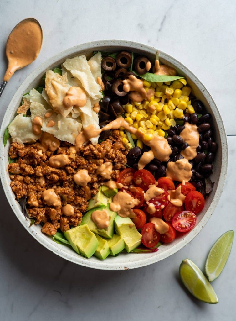 Paleo Turkey Taco Salad with a Creamy Chipotle Sauce by Paleoish - FoodSocial
