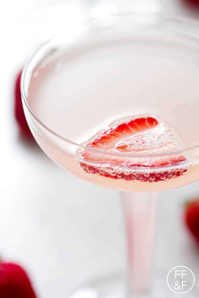 Strawberry Rhubarb French 75 by Beth Chen - FoodSocial