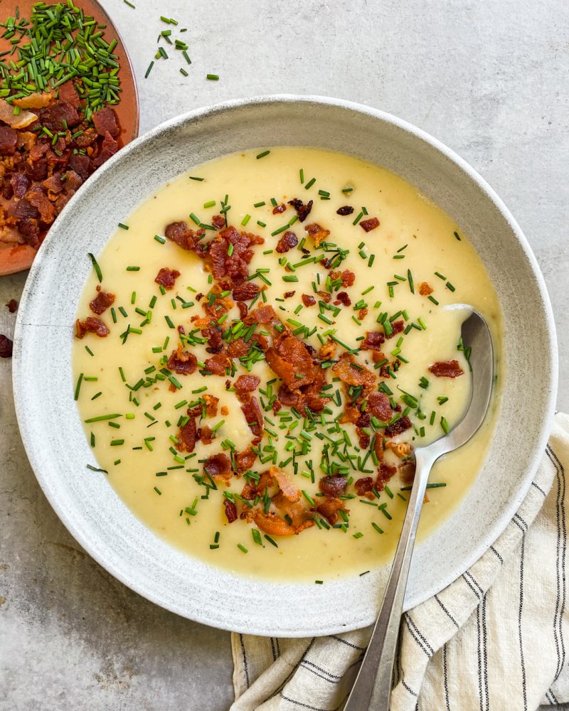Creamy Whole30 Leek and Potato Soup with Bacon by Primal Gourmet - FoodSocial