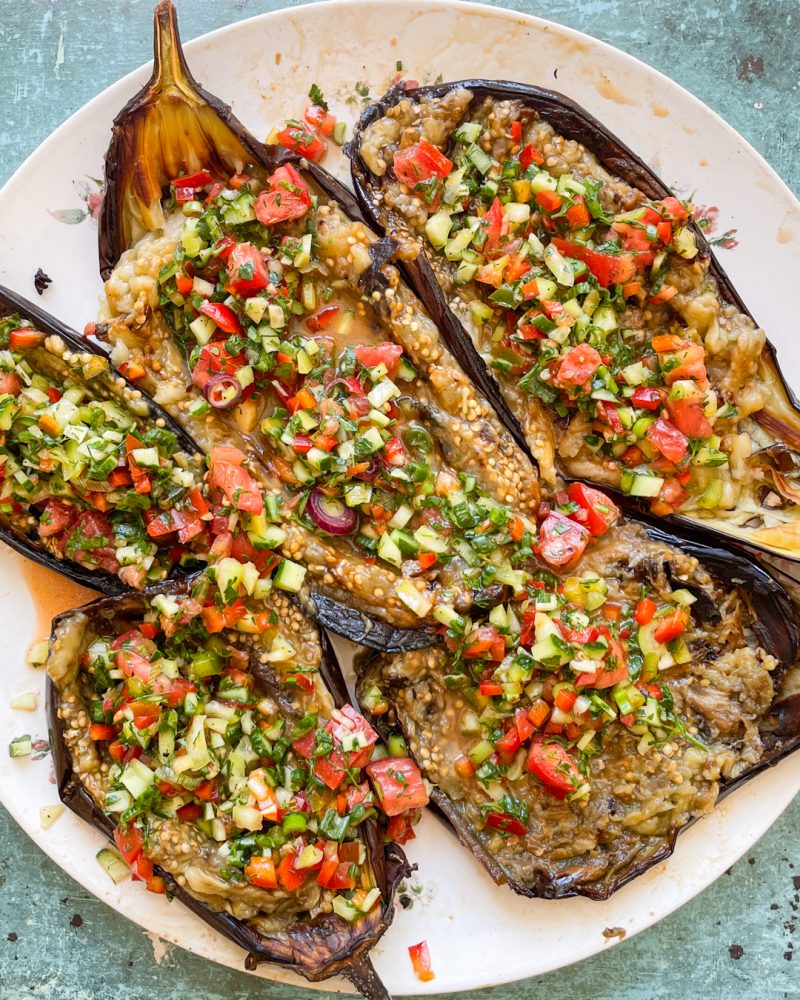 Roasted Eggplant Salad with Tomatoes and Peppers by Primal Gourmet - FoodSocial