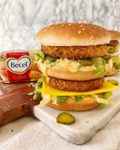 Vegan Double Stacked “Chicken” Sandwich