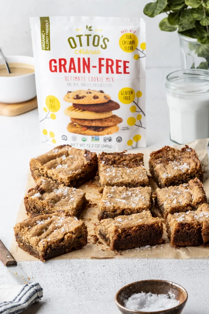 Grain-Free Sea Salt Tahini Blondies Filled with Coffee Caramel by Otto's Naturals - FoodSocial