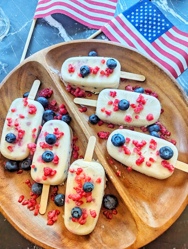 “Red White and Blue” Coconut Popsicles by Masala Paleo - FoodSocial