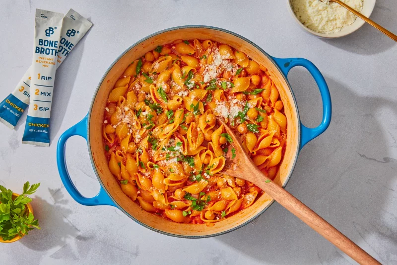 Bone Broth Pasta with Chickpeas by Bare Bones - FoodSocial