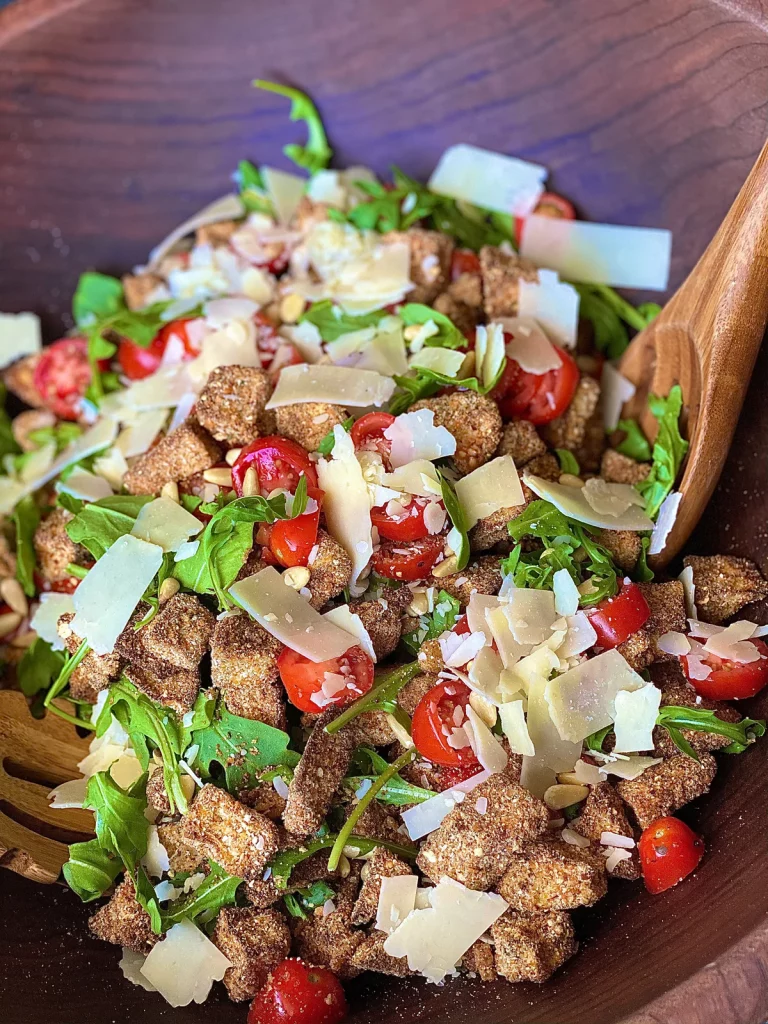 Crispy Eggplant Arugula Salad by Nut Crumbs - FoodSocial