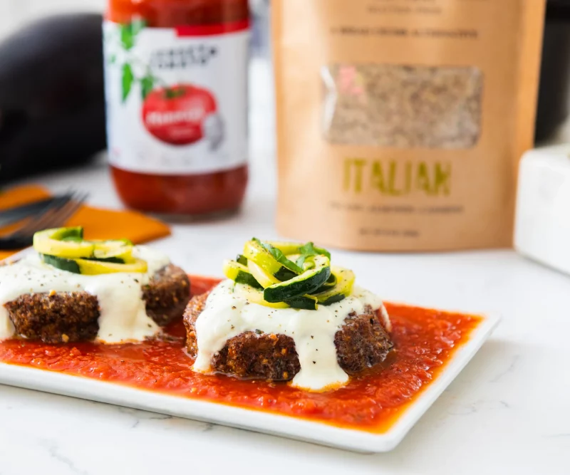 Gluten-Free Low Carb Eggplant Parm Steaks with Ricotta Bechamel by Nut Crumbs - FoodSocial