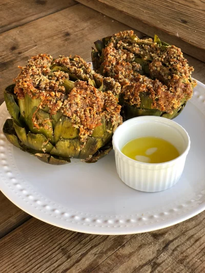 Italian Nut Crumbs Stuffed Artichokes