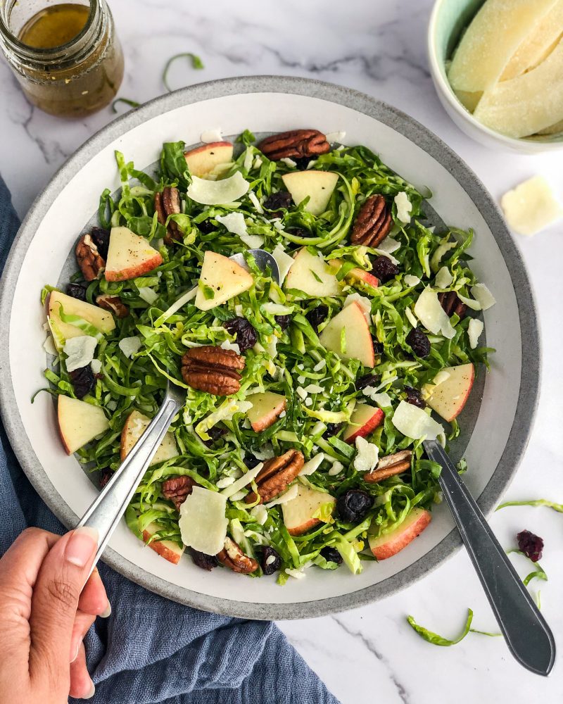Shaved Brussels Sprouts Salad with Maple Dijon Vinaigrette by Priyanka Nadkarni - FoodSocial