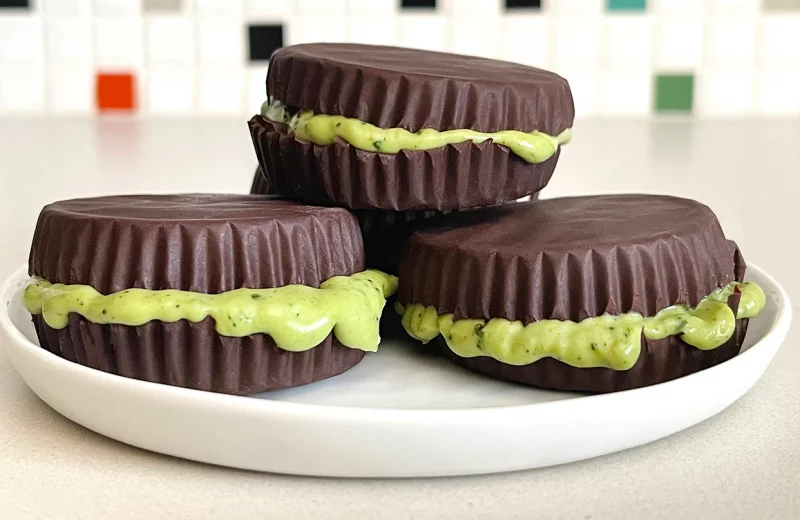Dark Chocolate Vegan Matcha Ganache Sandwiches by Pascha Chocolate Co - FoodSocial