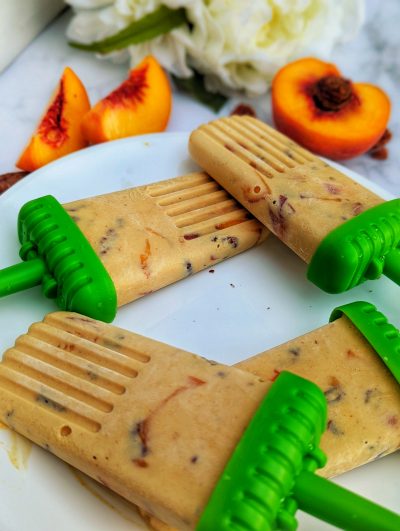 Healthy Peaches Cream n Pecan Popsicles