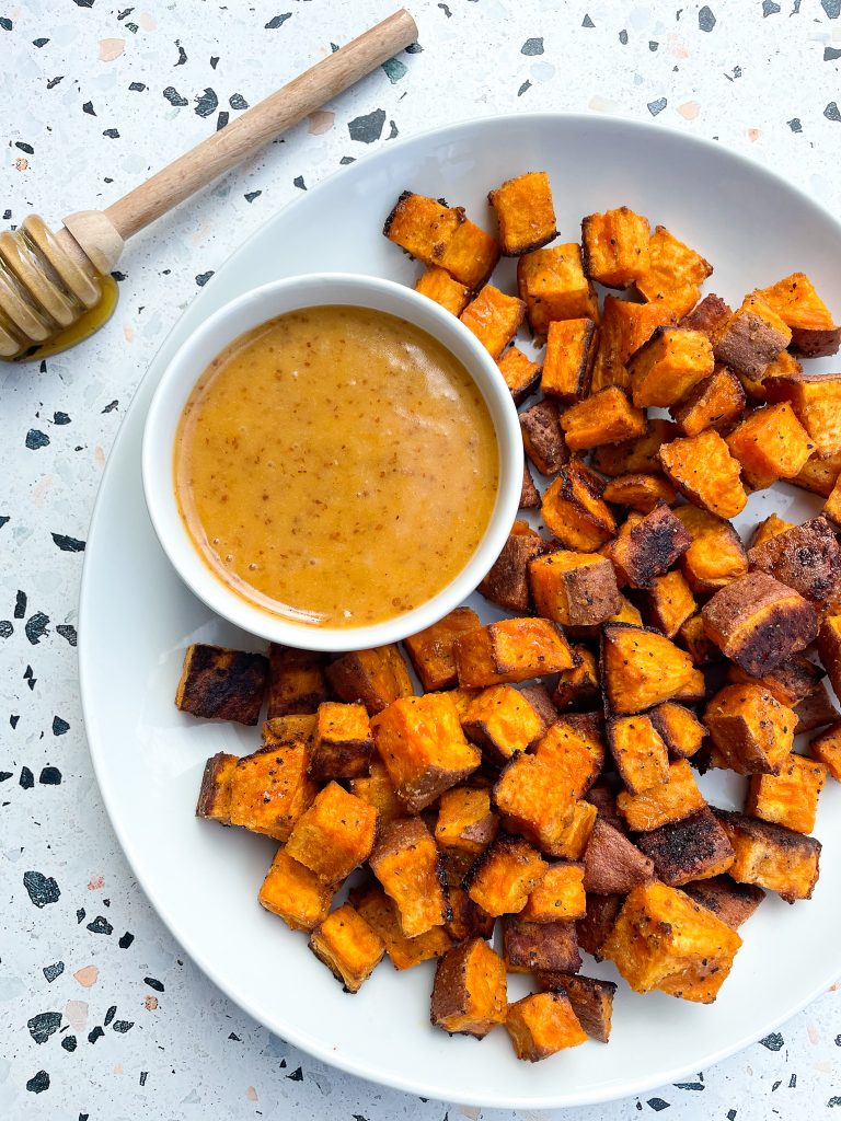 Roasted Sweet Potatoes with Hot Honey Mustard by Spoons N Spices - FoodSocial