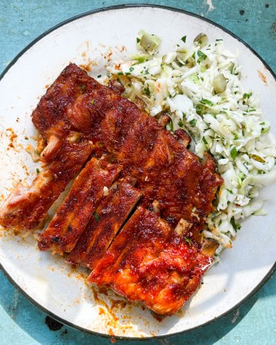 Easy Oven Baked BBQ Ribs and Dill Pickle Slaw – Paleo, Gluten-Free