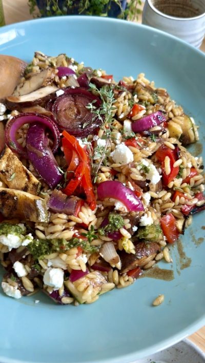 Grilled Veggie Orzo Salad (g/f)