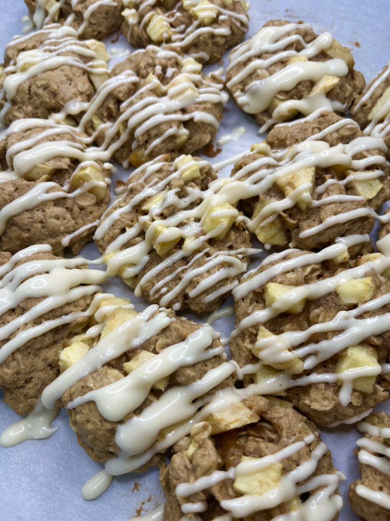 Apple Oatmeal Cookies with Maple Cream Cheese Glaze by The Sweetheart District - FoodSocial