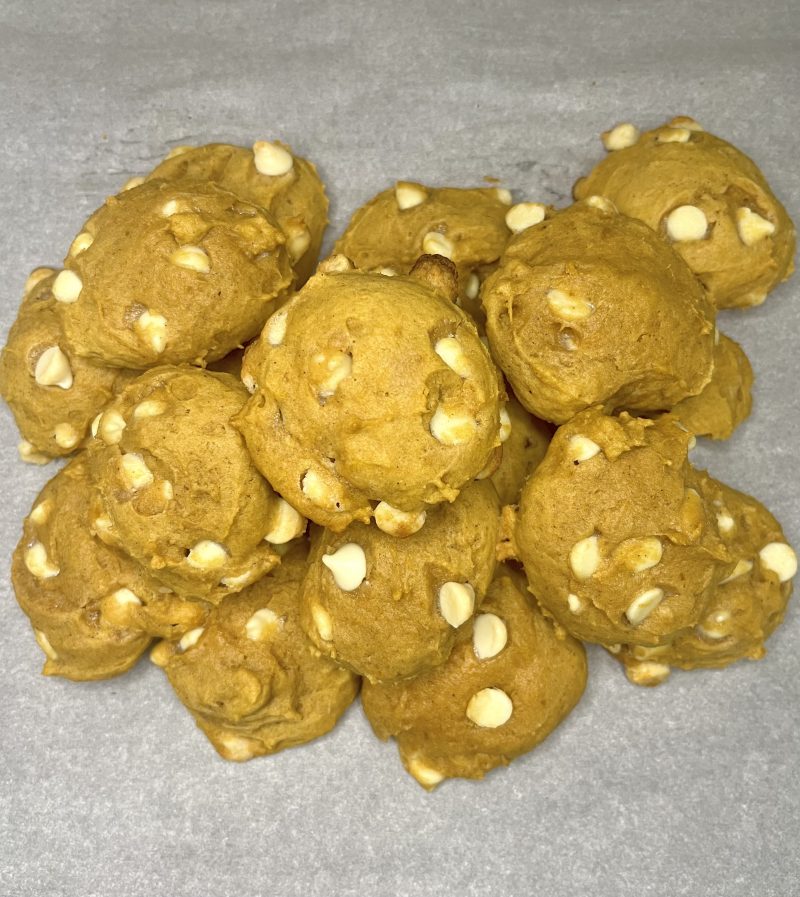 Pumpkin Spice and White Chocolate Cookies by The Sweetheart District - FoodSocial