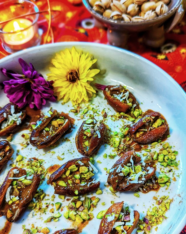 Creamy Pistachio Pecan Stuffed Dates by Masala Paleo - FoodSocial