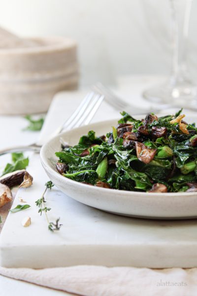 Sautéed Kale and Mushrooms (Single Serving)