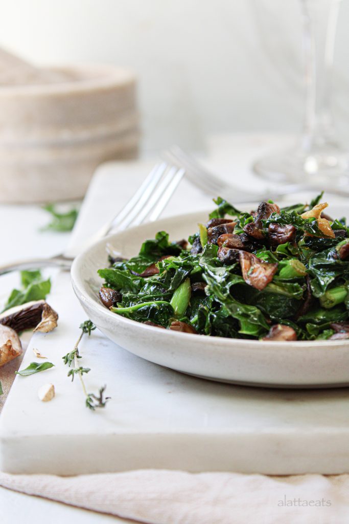 Sautéed Kale and Mushrooms (Single Serving) by Katie | A Latta Eats - FoodSocial