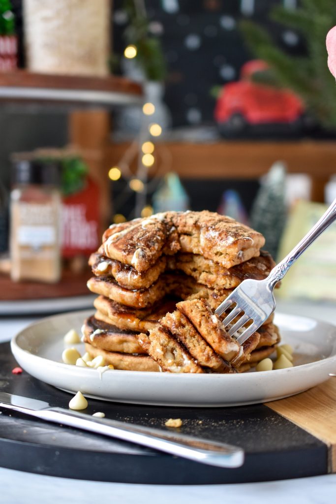 Vegan White Chocolate Gingersnap Pancakes by maggiebakesgrace - FoodSocial
