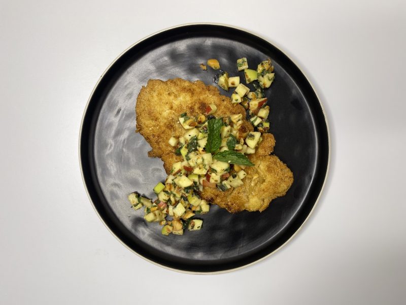 Chicken Schnitzel with Harvest Charoset (Gluten Free) by glassofweinstein - FoodSocial