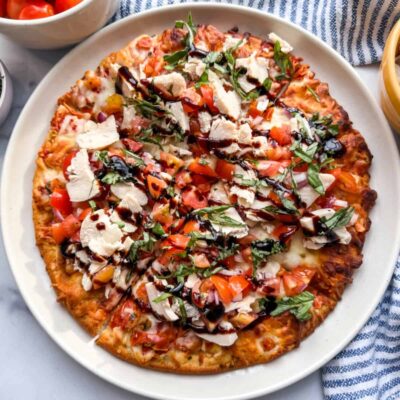 Bruschetta Flatbread (gluten free, dairy free option)