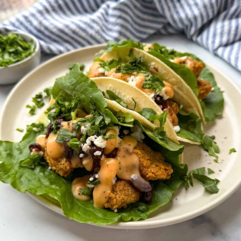 Fried Chicken Tacos (gluten free, vegan option) by kaylacappiello - FoodSocial