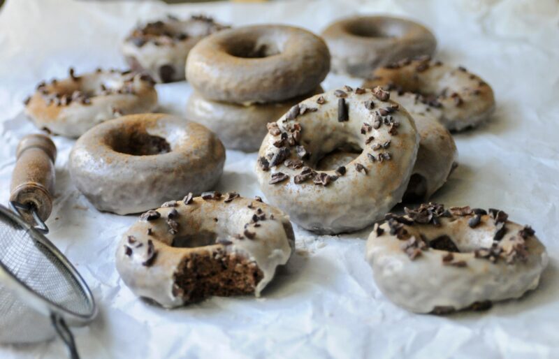 Chocolate Coffee Donuts with Cinnamon Oat Milk Glaze (Vegan, Nut-Free) by foodallergymoms_andmore - 