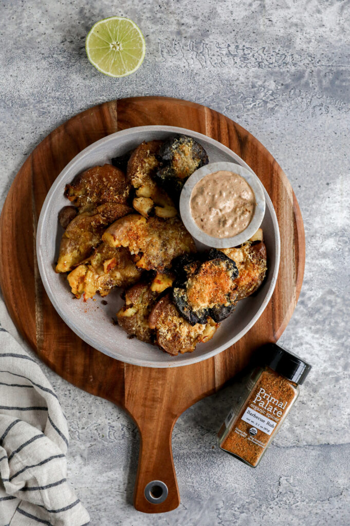 Crispy Parmesan Smashed Potatoes by Jessi's Kitchen - FoodSocial