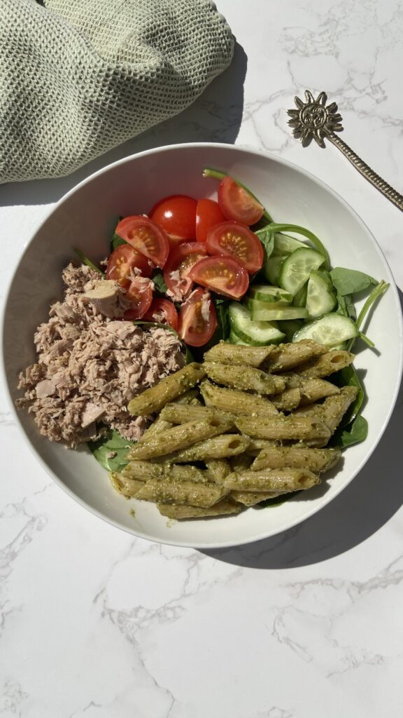 Tuna Pesto Pasta Salad (high protein) by Chenoa Hill - FoodSocial
