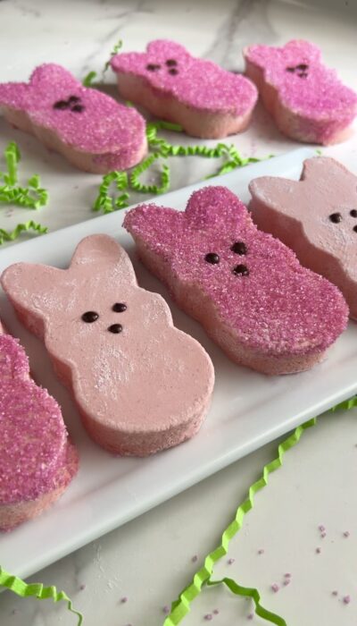 Raspberry “Peep” Marshmallows (dye and corn syrup free)