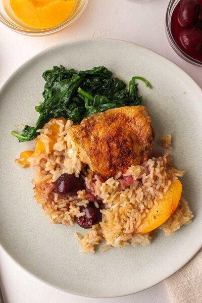 Oven-Baked Chicken with Rice and Fruit