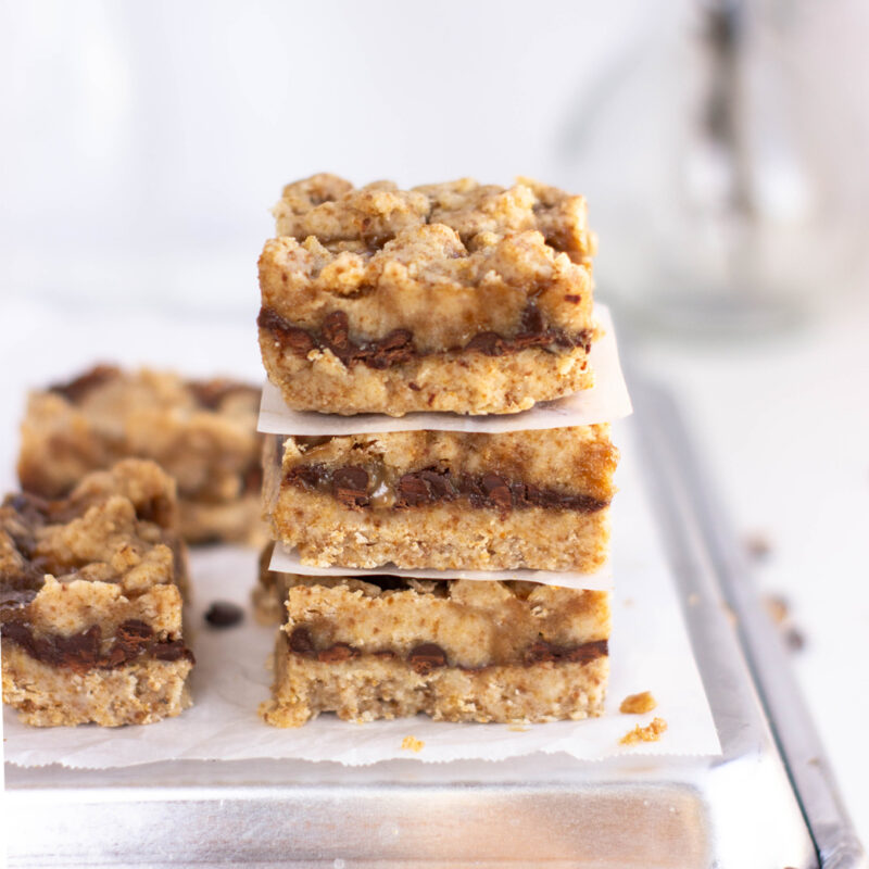 Paleo Chocolate Caramel Cookie Bars by Wholefoodfor7 - FoodSocial