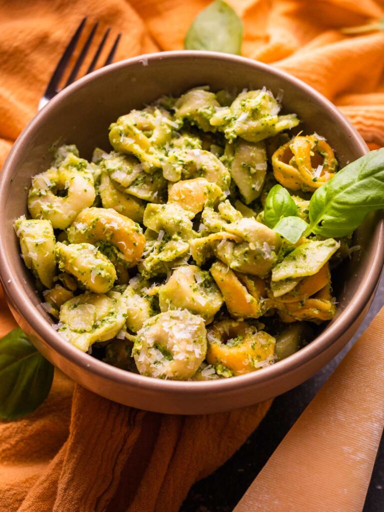 Cheese Tortellini with Basil Pesto by scarlatifamilykitchen - FoodSocial