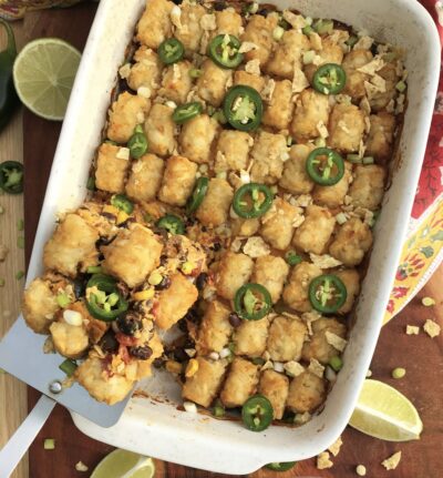 5 Minute Fiesta Tot Casserole (Gluten-Free, Vegan)