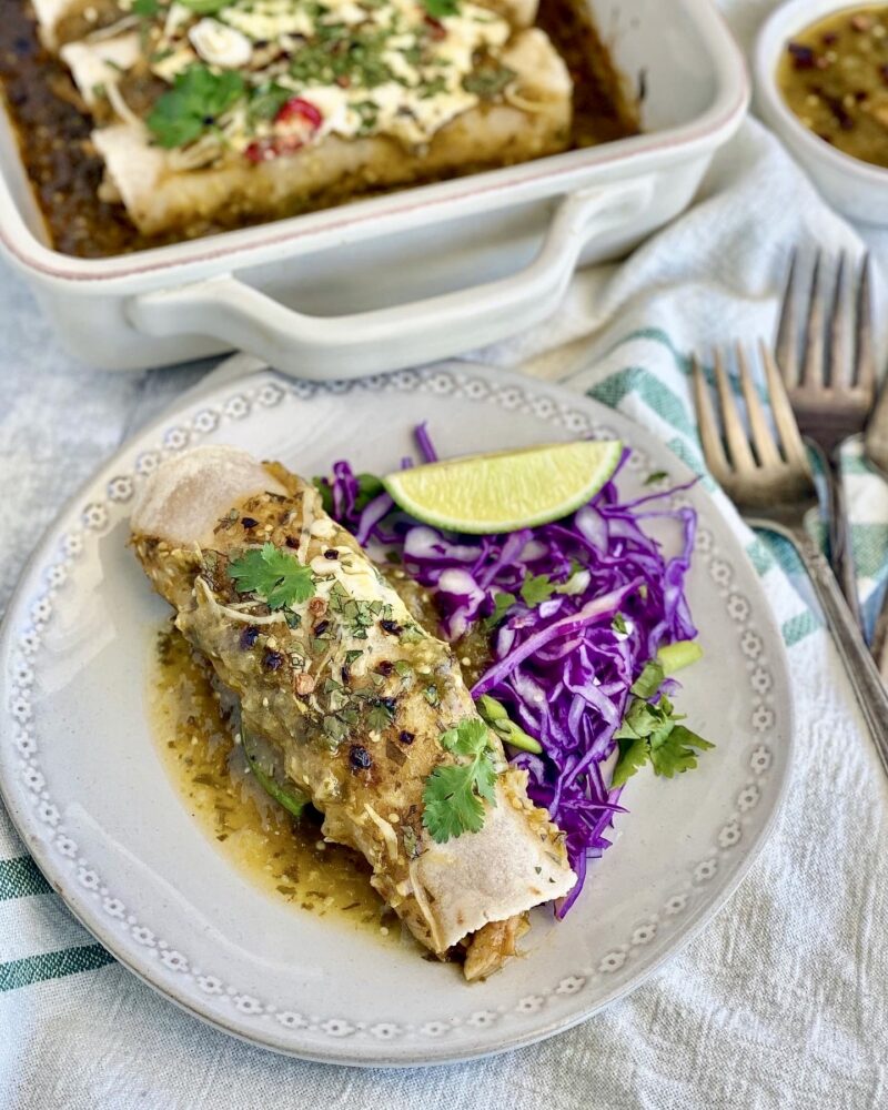 Tomatillo Chicken Enchiladas by Back Porch Paleo - FoodSocial