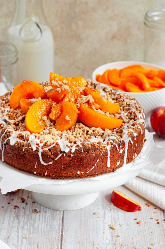 Gluten-Free Peach Cobbler Coffee Cake by Caked By Katie - FoodSocial