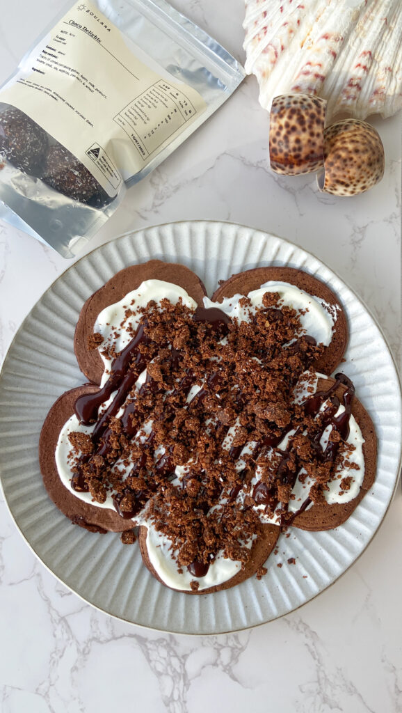 Double Chocolate Protein Pancakes by Chenoa Hill - FoodSocial