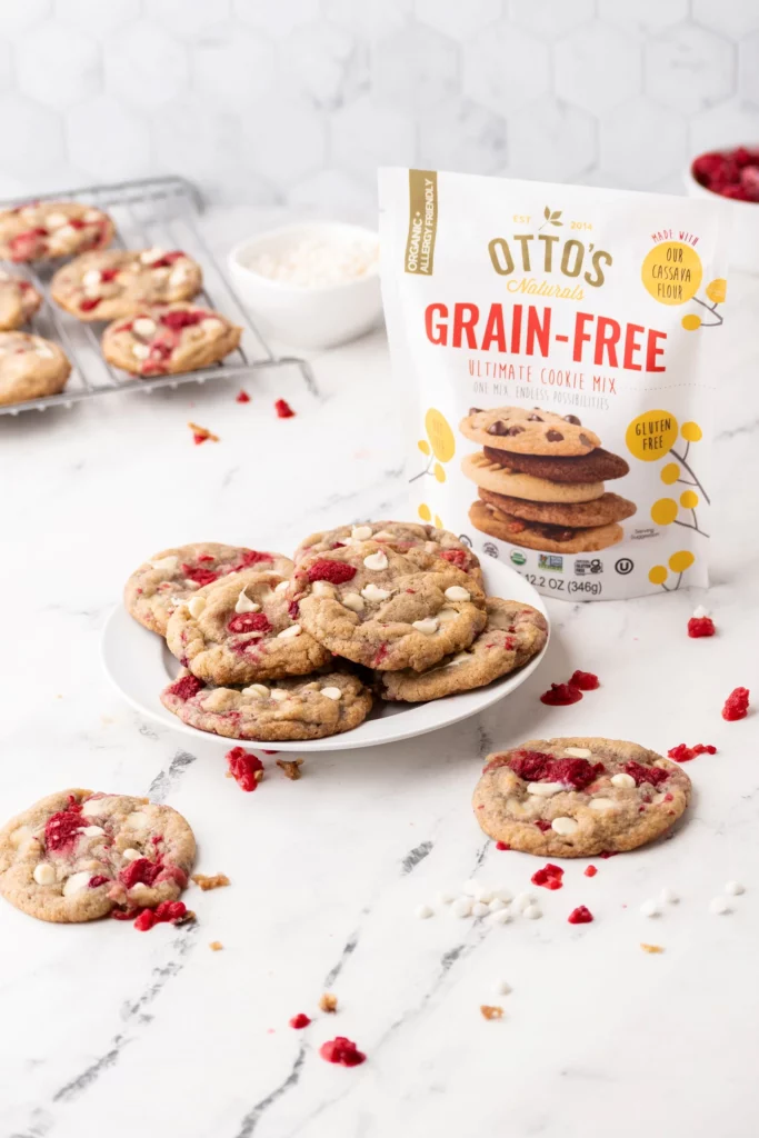 Grain-Free Raspberry White Chocolate Cookies by Otto's Naturals - FoodSocial