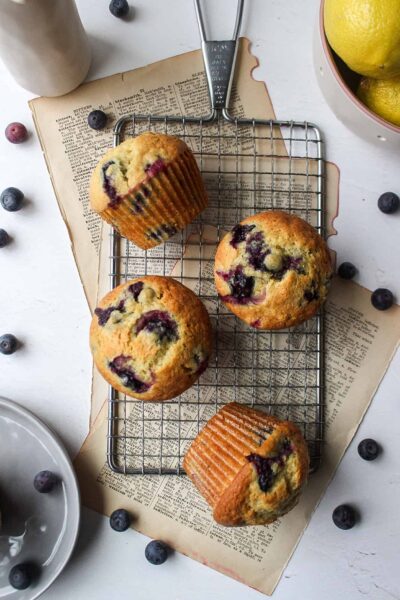 Bakery-Style Lemon Blueberry Muffins