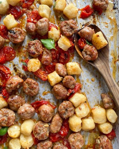 Easy Roasted Cauliflower Gnocchi, Sausage & Tomatoes