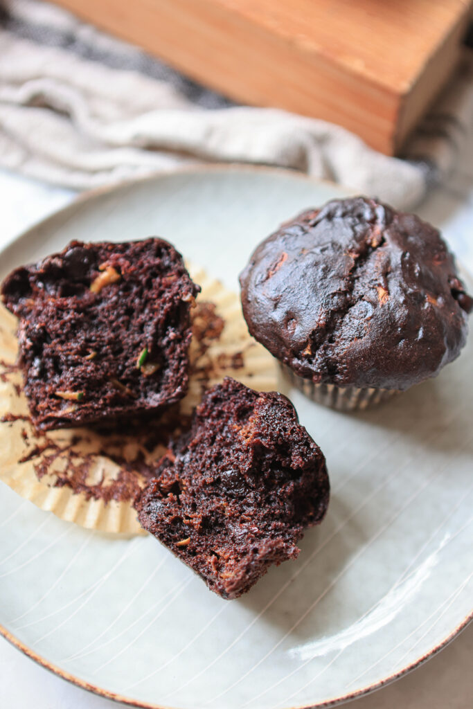 Gluten Free Double Chocolate Chip Zucchini Muffins by Primal Palate - FoodSocial