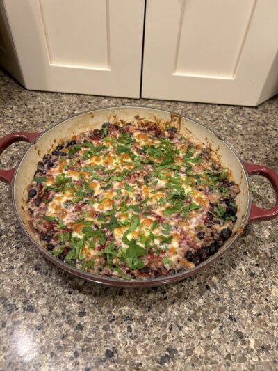 chipotle raspberry black bean turkey skillet