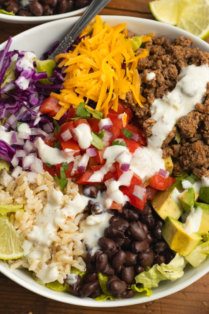 Beef Taco Bowl with Salsa Verde Yogurt Sauce by Priscilla Lawrence - FoodSocial