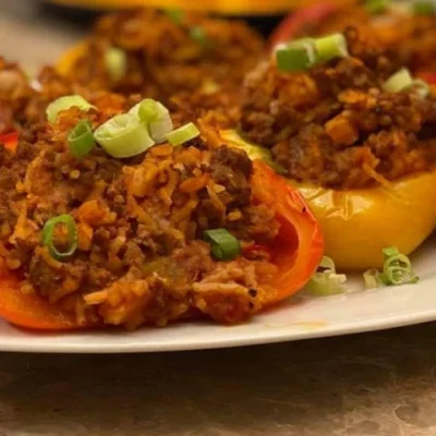 Ground Beef (Keema) Stuffed Peppers