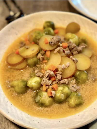 Potato Brussel Sprout Soup (with Sausage)