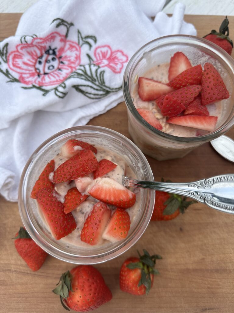 Strawberries & Cream Overnight Oats by Goodness With G - FoodSocial