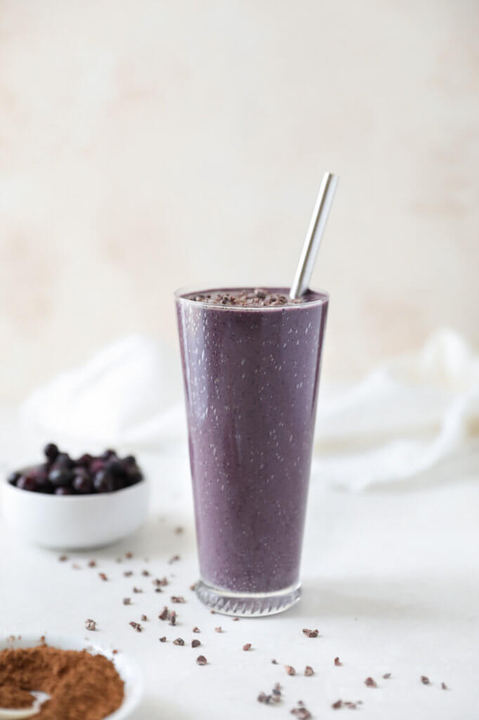 Raw Cacao and Blueberry Smoothie by Jessi's Kitchen - FoodSocial