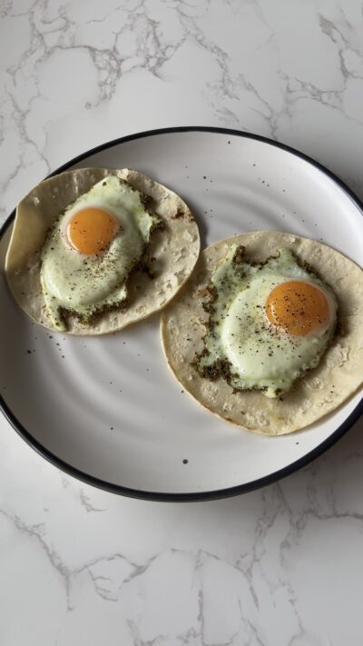 Pesto Egg Tacos