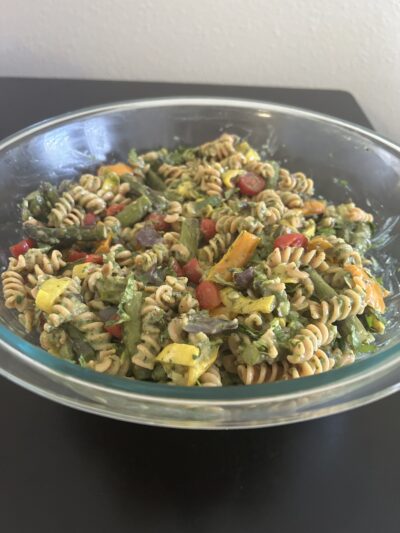 avocado chimichurri primavera pasta salad